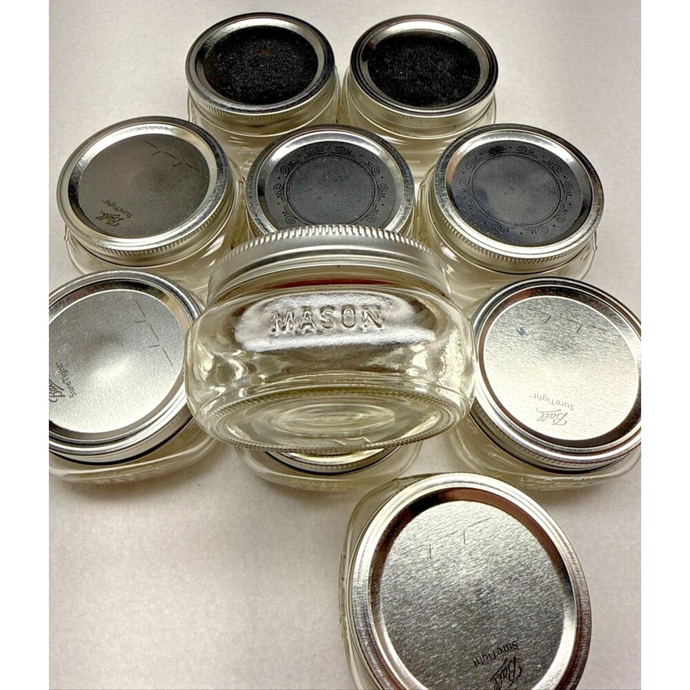 Ball Clear Glass widemouth Squaty Canning Jars Set of 10  Storage 125 ml - Picture 3 of 8